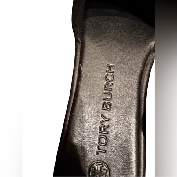 Tory Burch Double T Sport Slides Black Slides with Gold Emblem - Picture 6 of 12